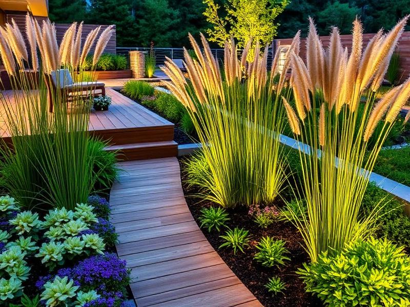 Nowoczesny ogród z trawami ozdobnymi
