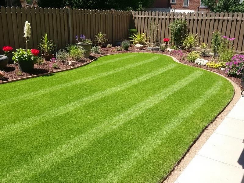 Trawnik z obrzeżami i nasadzeniami